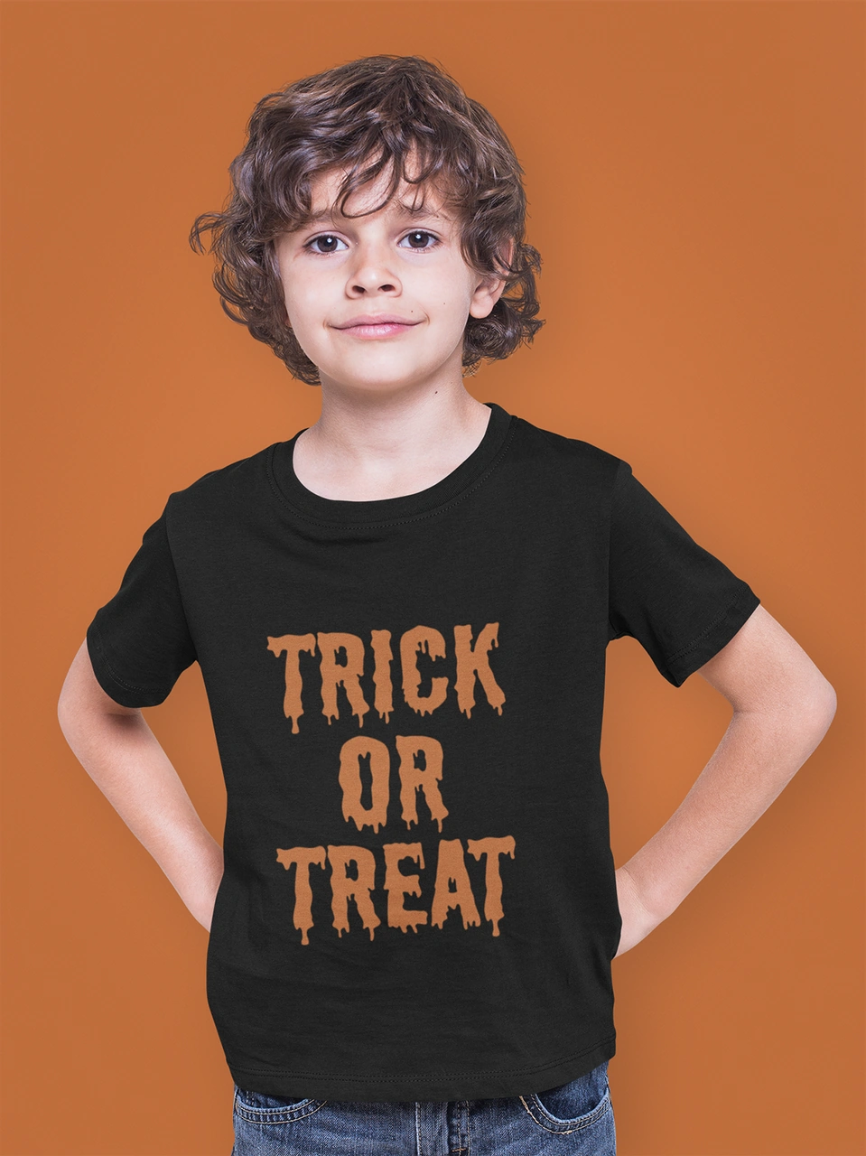 Bumeta Trick Or Treat Turuncu Çocuk Tişört T-shirt Siyah