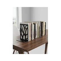 Ağaç Figürlü Metal Kitap Tutacağı - Siyah Dekoratif Kitap Desteği Ve Standı