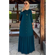 Süreyya Gömlek Elbise Petrol Mavisi Normal