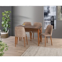 Barok Ceviz Havuz Salon Sandalye Dallas-03 75 130+30 Kelebek Açılır Masa Takımı Ahşap