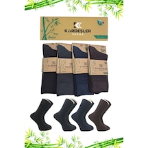 Bambu Erkek Soket Uzun Asorti Çorap Dikişsiz 4'lü Premium Kutulu Çok Renkli