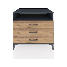 Kronos Şifonyer Tek Raflı 3 Çekmeceli 88x59x80 Antrasit-çam Antrasit