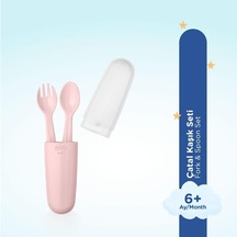 Saklama Kutulu Çatal Kaşık Seti - Pembe Çok Renkli