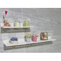 2'li Banyo Rafları Duvar Tipi Siyah 5 Adet Vida Dübel Dahil Paslanmaz Çelik Beyaz