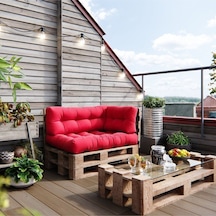 120x80 Palet Minderi Bahçe Mobilyası Bahçe Minderi Kırmızı Kırmızı
