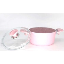 3110 - 2 Parça - Bio Granit - 28x13 Cm 6,95 Litre - Ptfe Ve Pfoa Içermeyen Derin Tencere Pembe Renk Pembe