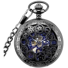 Valkyrie Kutulu Kurmalı Mekanik İskelet Köstekli Saat - Retro Tasarım - Cep Saati
