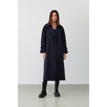 Durivya Reglan Kol Oversize Trençkot Lacivert