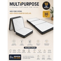 Purpose Tek Kişilik 10 Cm Katlanır Sünger Yatak Yer Ve Misafir Yatağı, Şilte Ve Minder Karavan, Kamp, Çadır Ve Araç İçi 24 Dns Orta Sert Sünger Fermuarlı Çıkarılabilir Kılıf Katlanır Yatak