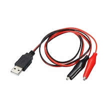 Powermaster Pm-28657 Usb Erkek Küçük Krokodil Uçlu 5v 2a Test Kablosu 60 Cm Akü Maşası Usb Kablo