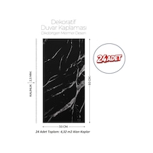 30x60 Cm Kendinden Yapışkanlı Duvar,banyo,tezgah Arası Siyah Mermer Desen-24 Adet 1089-30-24