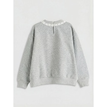 Lc Waikiki Gri Dantel Detaylı Kız Çocuk Kalın Sweatshirt