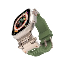 Apple Uyumlu  Watch  Ultra/ultra2 49mm İle Kordon Metal Başlıklı Silikon Kordon
