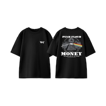 Thewert Pink Floyd Money Tasarım Sırt Baskılı Pamuk Siyah Oversize T-shirt