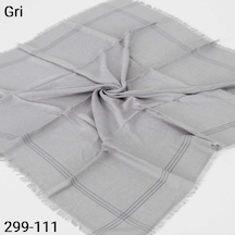Soft İpek Sim Şeritli Balık Sırtı Pamuk Eşarp Gri 299-111 Çok Renkli