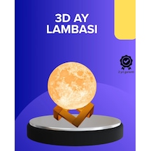 Buğz 16 Renkli 3d Baskılı Ay Lambası Ahşap Standlı .