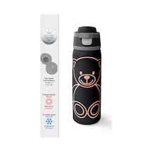 Coral High Siyah Ayıcık Desenli Pipetli Ve Direkt İçim Çelik Termos 800 Ml 38591 Siyah - Sarı