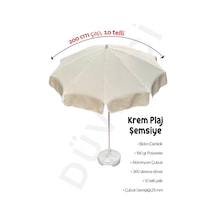Plaj, Balkon, Bahçe, Piknik Şemsiyesi 200 Cm 10 Telli Çok Sağlam Bidon Hediyeli Bej