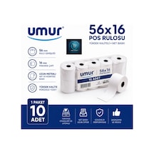 56x16 Pos Rulosu Net Baskı Yüksek Kalite Pos Cihazlarına Uyumlu 1 Paket 10 Adet