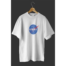 Noıssey -wed Kerbal Tasarım Baskılı Oversize T-shirt Tişört Beyaz