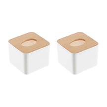 Ahşap Kapaklı 2x Kare Mendil Kutusu - Ev Kullanımı İçin Çıkarılabilir Mini Ahşap Mendil Kutusu