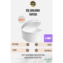 Yüksek Kalite Uzun Ömürlü Plastik Hijyenik Tat I Çermez Protez Diş Saklama Kutusu Geniş Boy 4 Adet
