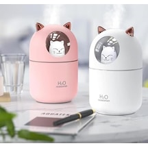 Oto Ve Ev Kedi Karakterli Rgb Ledli Hava Nemlendirici Buhar Makinesi Pembe
