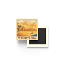 Moritanya - Mauritania - Paper Cut Art - Baskılı Buzdolap Magneti Kare - 9x9 Cm