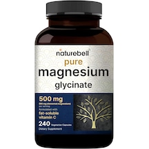 Naturebell Pure Magnesium Glycinate 500mg, 240 Veggie Capsules Orijinal Usa Menşeii Dmmedicineden