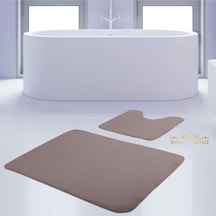 Bonny Home Unicolor Düz Vizon 2li Banyo Paspası Halısı Seti Kaymaz Vizon
