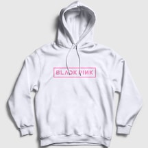 Presmono Unisex Logo Blackpink Kapüşonlu Sweatshirt Beyaz