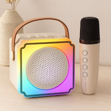 Karaoke Mikrofonlu Taşınabilir Bluetooth Hoparlör Işıklı, Usb Şarjlı