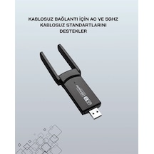 Yüksek Hızlı 1200 Mbps Çift Bant Usb Wifi Adaptör Güçlü Sinyal, Geniş Uyumluluk