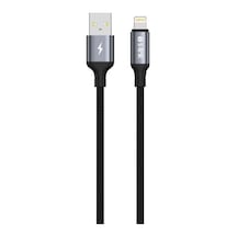 S-link Armor Ul-01 12w 1.2m Usb To Lightning Pd Örgülü Metal Başlıklı Siyah Hızlı Şarj Kablosu
