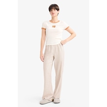 Defacto Regular Fit Uzun Kareli Pijama Altı-fall İn Love G1500ax25aubg390 Bej