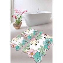 Anemon Djt 3 Lü Set Banyo Halısı Takımı, Klozet Paspası Çok Renkli