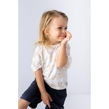 Mininio Zeyland Erkek Bebek Hayvan Desenli T-shirt - 6249 - Ekru