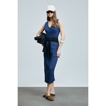 Lufian Honey Kadın Kolsuz Keten Elbise Lacivert Lacivert 121290016100200 Lacivert