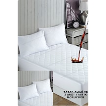 Kapitone Fitted Su Sıvı Geçirmez Yatak-yastık Koruyucu Alez Set Beyaz