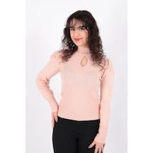 Fashion Friends Pencere Detaylı Kazak Pudra