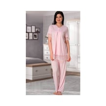 Effortt Kadın Pembe Hamile Lohusa Dantelli Pijama Takımı 5042 Pembe
