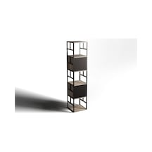 Metal Çerçeveli Ahşap Raf 40x40x190 Cm Yüksek Ve Dayanıklı Tasarım Kahverengi