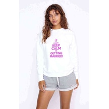 Can'T Keep Calm Can´T Keep Calm Baskılı Beyaz Kadın Sweatshirt