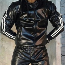 Erkek Pu Deri Kapüşonlu Günlük Spor Giyim Eşofman Takım Xs-5xl
