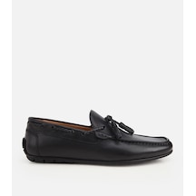 Hotiç Erkek Deri Siyah Püskül Dikiş Detaylı Klasik Loafer