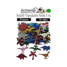 Şekilli Simli Eva Yapışkanlı 50 Li 1 Paket Kendinden Yapışkanlı Simli Eva Sticker Okul Öncesi Kreş Ana Sınıfı Yeşil