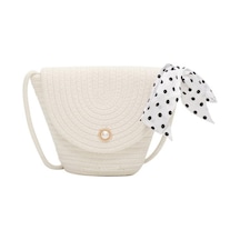 Szypzstore Swico Remado Yaz Plaj Çantası Pamuklu Dokuma Omuz Çantası Xayuse Beyaz