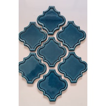 Armada Çini 12x12 Ottoman Rölyefli Arabesk Petrol Mavisi Çini