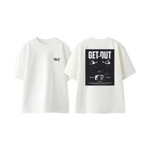 Thewert Get Out Tasarım Sırt Baskılı Pamuk Beyaz Oversize T-shirt