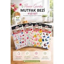 4 Lü Mikrofiber Mutfak Temizlik Bezi 32x32 Cm Koku Yapmaz - Flower Garden Mix